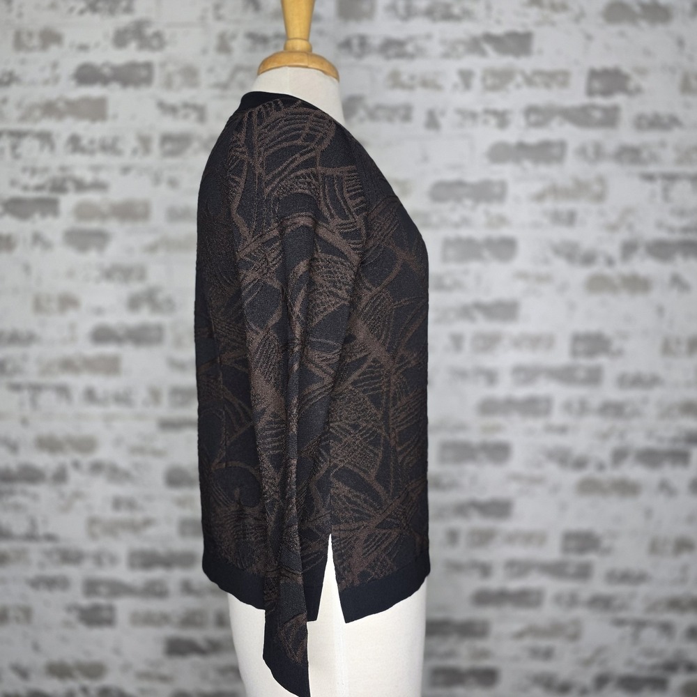 Exclusively Misook Jacket Blazer Womens Petite XS Black Brown Long Sleeve Knit - Picture 4 of 13